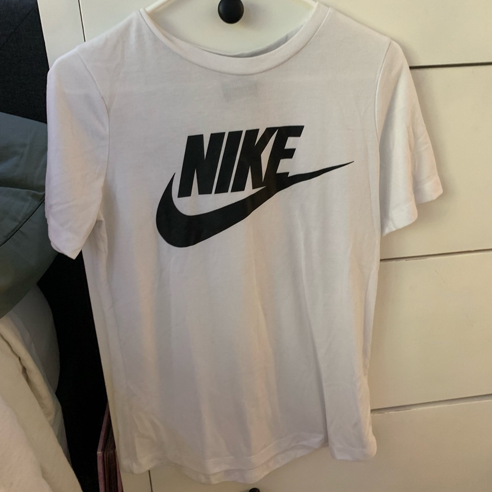 White Nike athletic shirt
